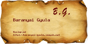 Baranyai Gyula névjegykártya